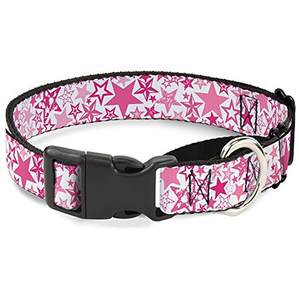 buckle-down stargazer white pink martingale dog collar