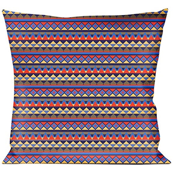 Buckle-Down Throw Pillow - Aztec 15 Blues Yellow Orange Gray