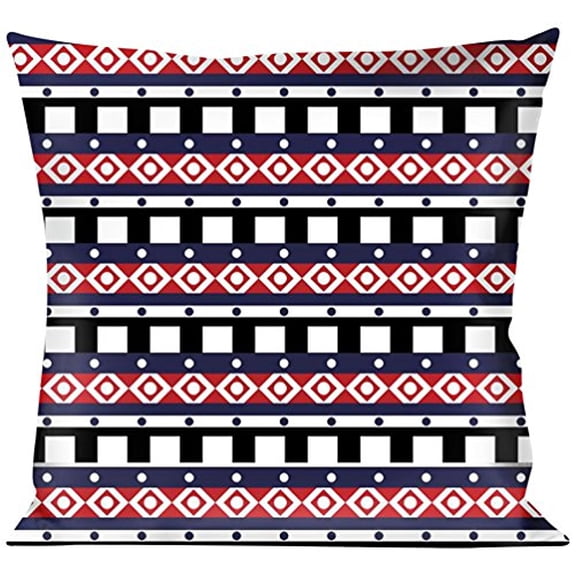 Buckle-Down Throw Pillow - Aztec13 White Navy Red Black