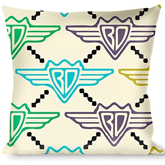 Buckle-Down Throw Pillow - BD Monogram Tan Multi Neon