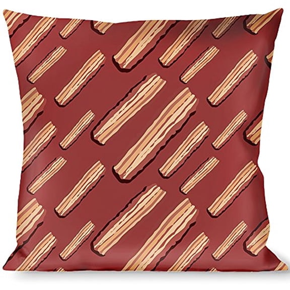 Buckle-Down Throw Pillow - Bacon Slices Red
