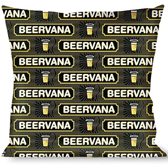 Buckle-Down Throw Pillow - Beer Pint BEERVANA Rays Waves Black Olive