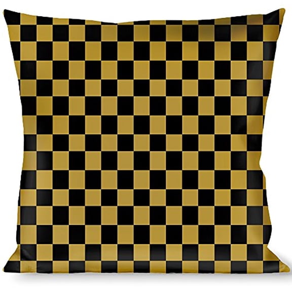 Buckle-Down Throw Pillow - Checker Black Gold