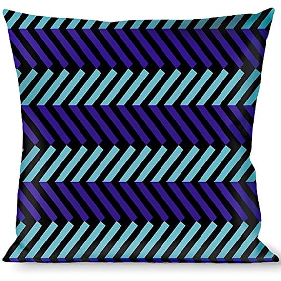 Buckle-Down Throw Pillow - Chevron3 Split Turquoise Purple Black