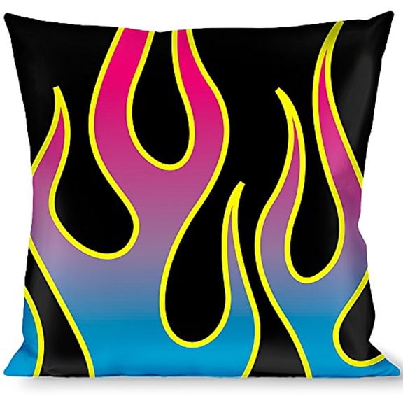 Buckle-Down Throw Pillow - Flames Black Blue Pink