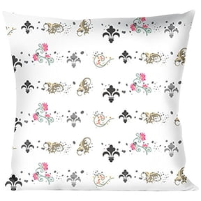 Buckle-Down Throw Pillow - Flower Splatter White Gray