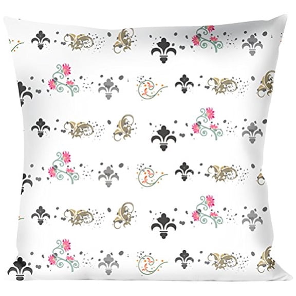 Buckle-Down Throw Pillow - Flower Splatter White Gray