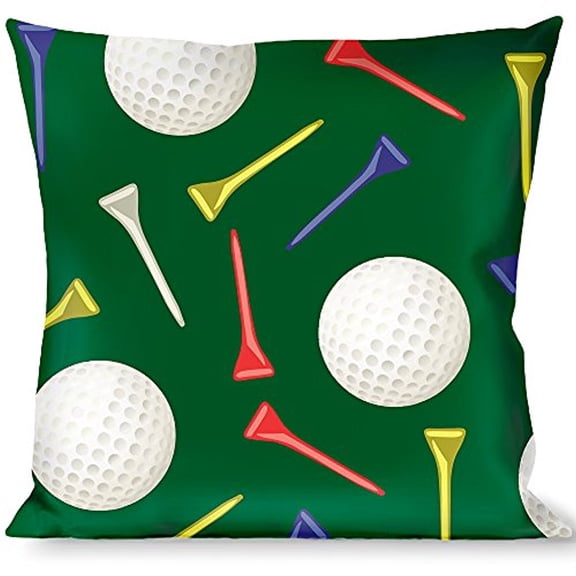 Buckle-Down Throw Pillow - Golf Balls Tees Scattered Green Multi Color