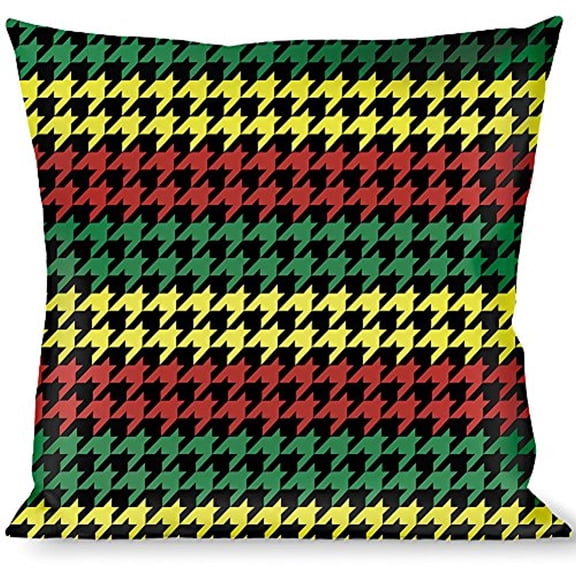 Buckle-Down Throw Pillow - Houndstooth Black Rasta