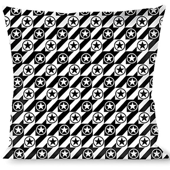 Buckle-Down Throw Pillow - Houndstooth Star Black White