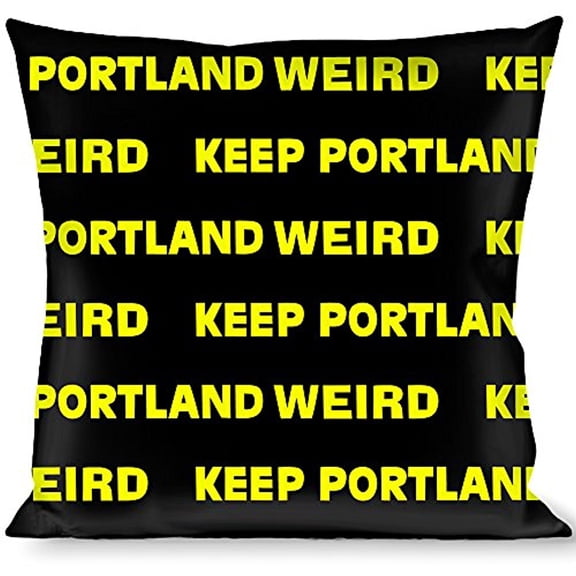 Buckle-Down Throw Pillow - KEEP PORTLAND WEIRD Black Yellow