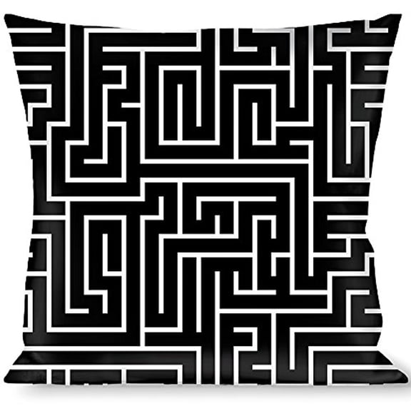 Buckle-Down Throw Pillow - Maze Black White Red