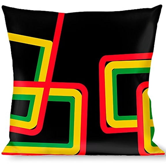Buckle-Down Throw Pillow - Maze Lines Black Rasta