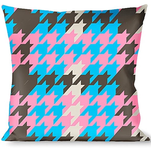Buckle-Down Throw Pillow - Mini Houndstooth Gray Baby Blue Pink