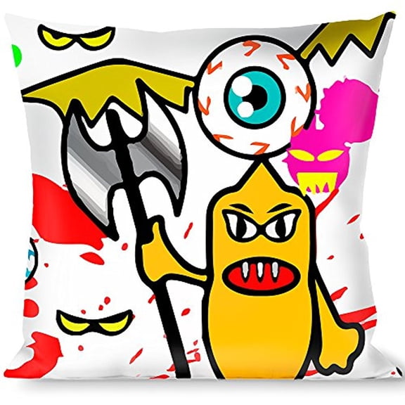 Buckle-Down Throw Pillow - Monsters White