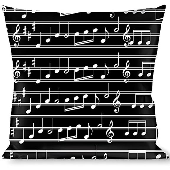 Buckle-Down Throw Pillow - Music Notes Black White