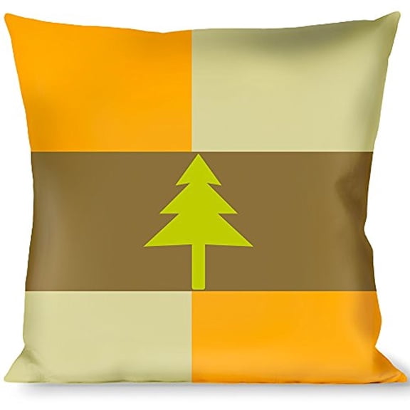 Buckle-Down Throw Pillow - Pine Trees Blocks Olive Orange Tan