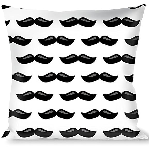 buckle-down throw pillow - plastic mustache white black
