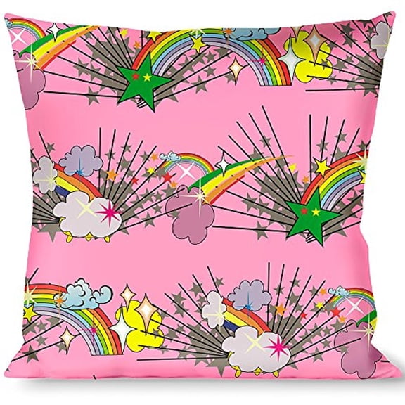 Buckle-Down Throw Pillow - Rainbow Cloud Stars Pink