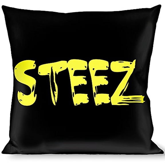 Buckle-Down Throw Pillow - STEEZ Brushed Black Yellow