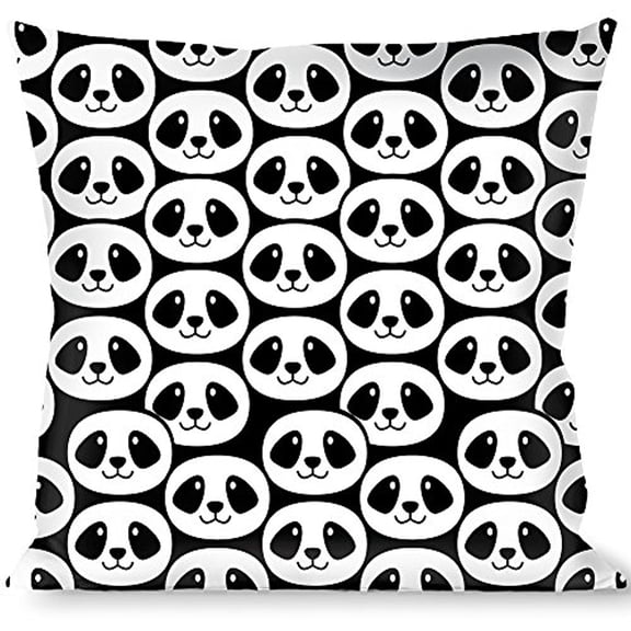 buckle-down throw pillow - smiling panda repeat black white