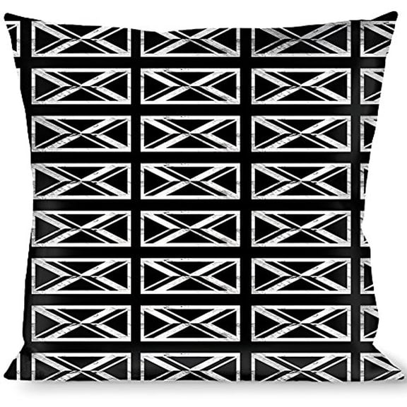 Buckle-Down Throw Pillow - Union Jack Distressed Black White