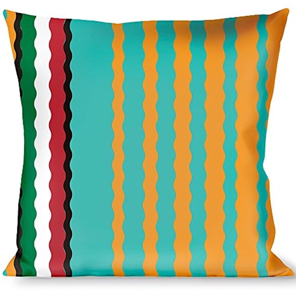 Buckle-Down Throw Pillow - Zarape6 Vertical Stripe Gold Blues Black Red