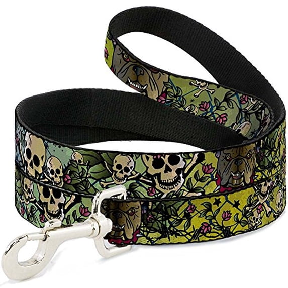 Buckle-Down "Trust No One CLOSE-UP Yellow with Green Blue-SIDEWAYS" Dog Leash