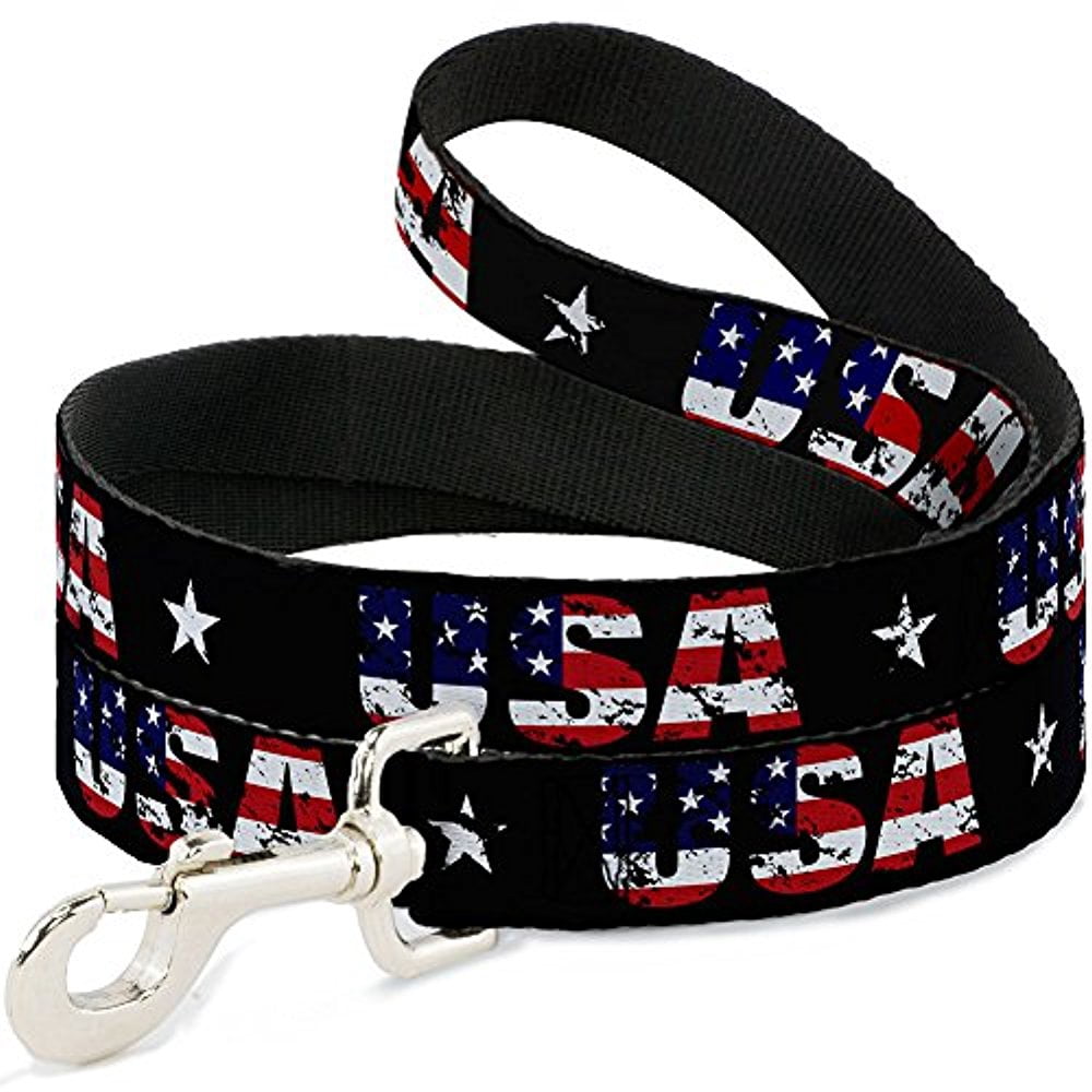 Buckle-Down "USA with Star Black US Flags" Dog Leash