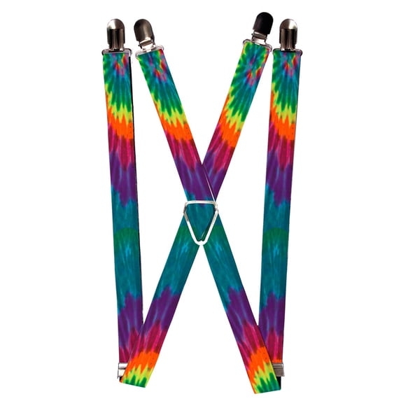 Colorful Blue Green Purple Orange Tie-Dye Suspenders