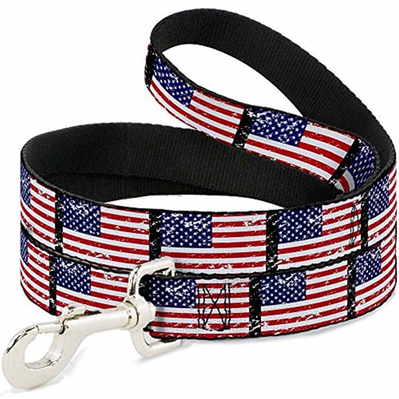 Dog Leash - United States Flags Weathered/Black - WIDE 1.5"