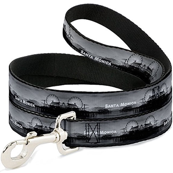 buckle-down "vivid santa monica pier skyline grays white" dog leash