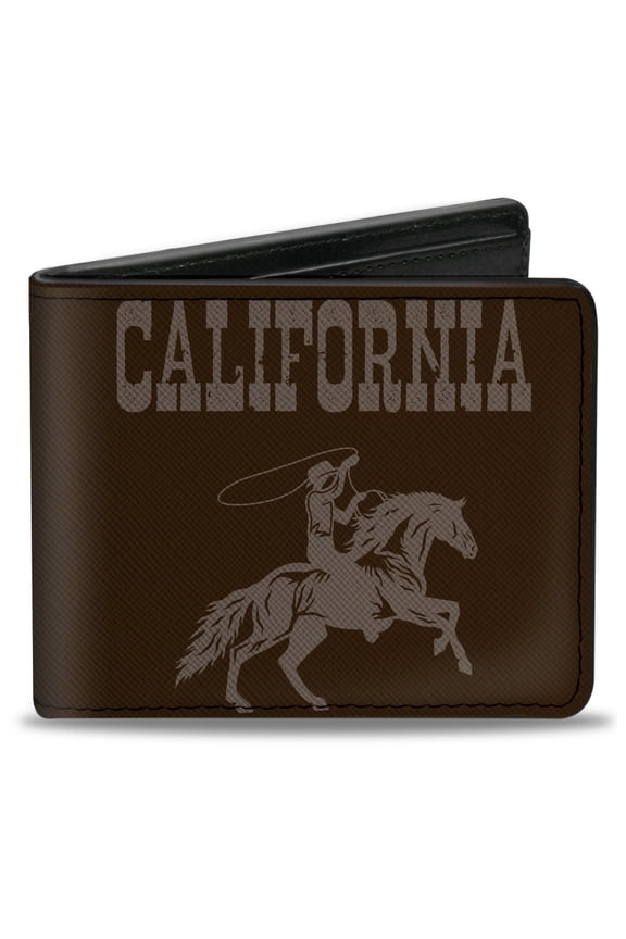 Wallet, Bifold, California Wild West Rodeo Browns, Vegan Leather