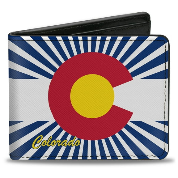 Buckle-Down Wallet, Bifold, Colorado Flag Rays Blue White, Vegan Leather
