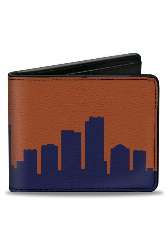 Wallet, Bifold, Denver Solid Skyline Orange Navy, Vegan Leather