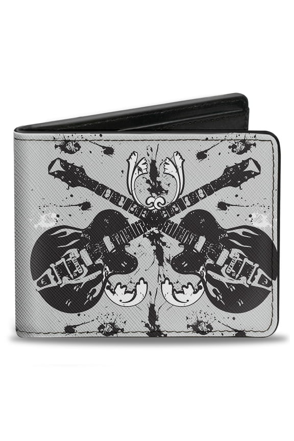 Wallet, Bifold, Electric Guitars Gray, Vegan Leather