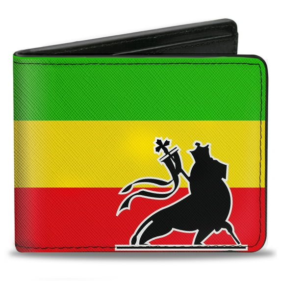 Buckle-Down Wallet, Bifold, Lion of Zion, Vegan Leather