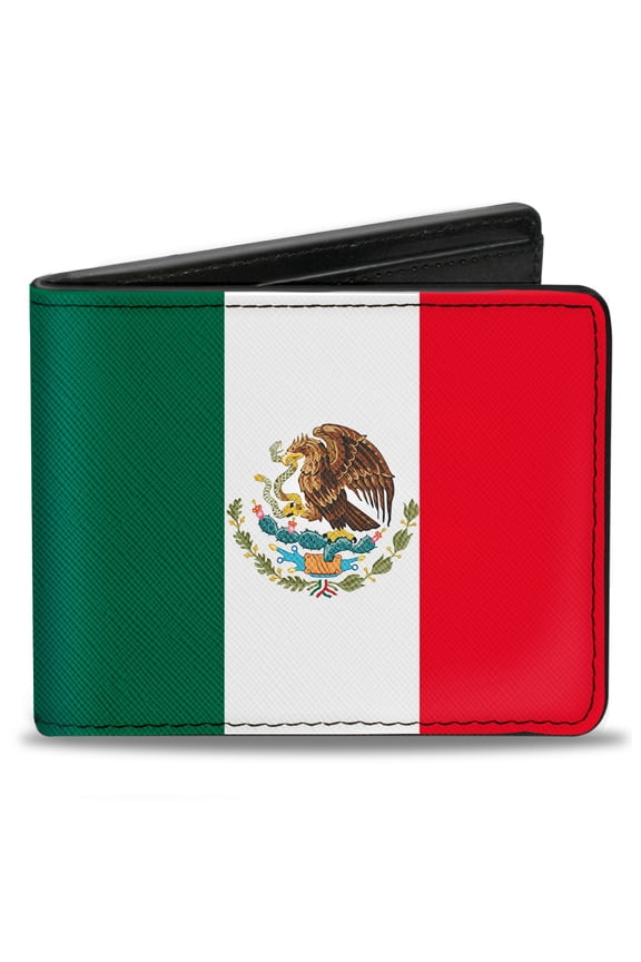 Wallet, Bifold, Mexico Flag, Vegan Leather