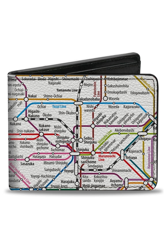 Wallet, Bifold, Tokyo Subway, Vegan Leather