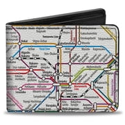 Buckle-Down Wallet, Bifold, Tokyo Subway, Vegan Leather