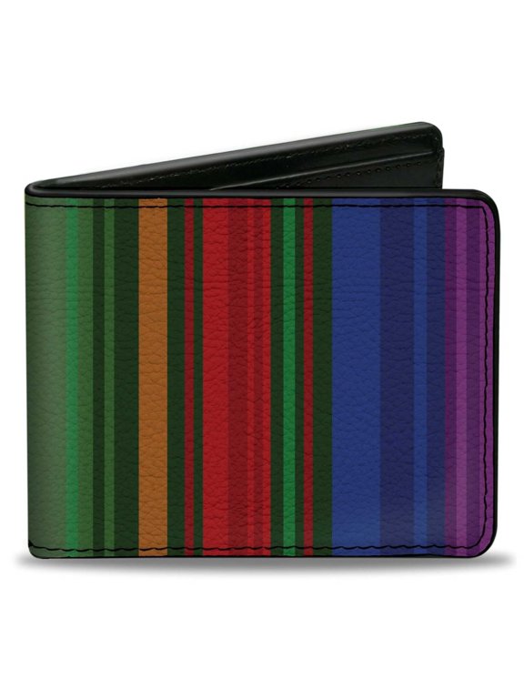 Wallet, Bifold, Zarape Vertical Multi Color Stripe, Vegan Leather