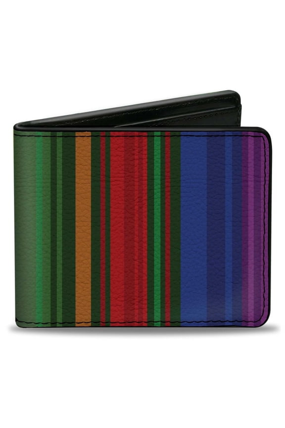 Wallet, Bifold, Zarape Vertical Multi Color Stripe, Vegan Leather