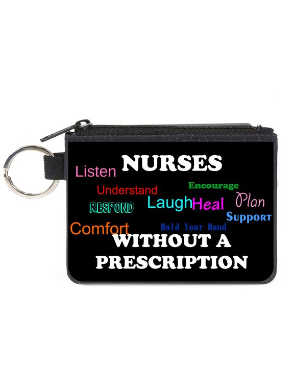 Wallet, Coin Purse, Nurses Respond Without A Prescription Black White Multi Color, Canvas