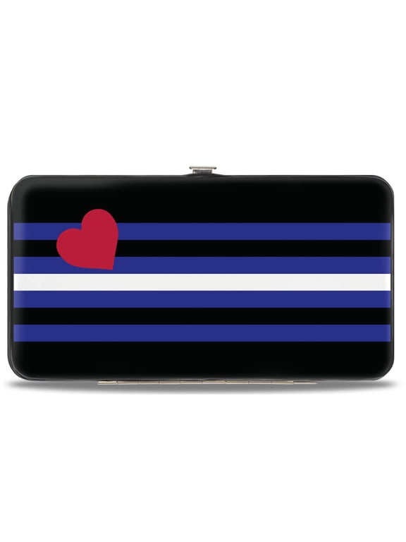 Wallet, Hinged, Flag Leather Black Blue Red White, Vegan Leather