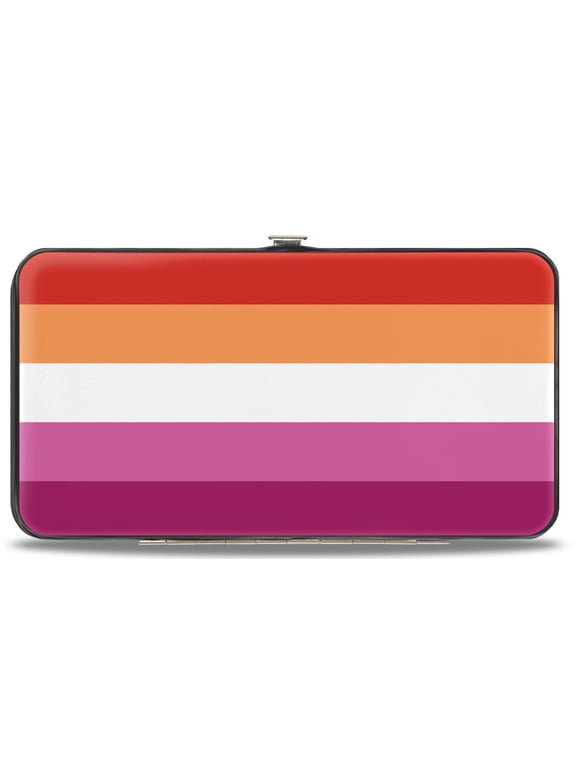 Wallet, Hinged, Flag Lesbian Five Stripe Oranges White Pinks, Vegan Leather