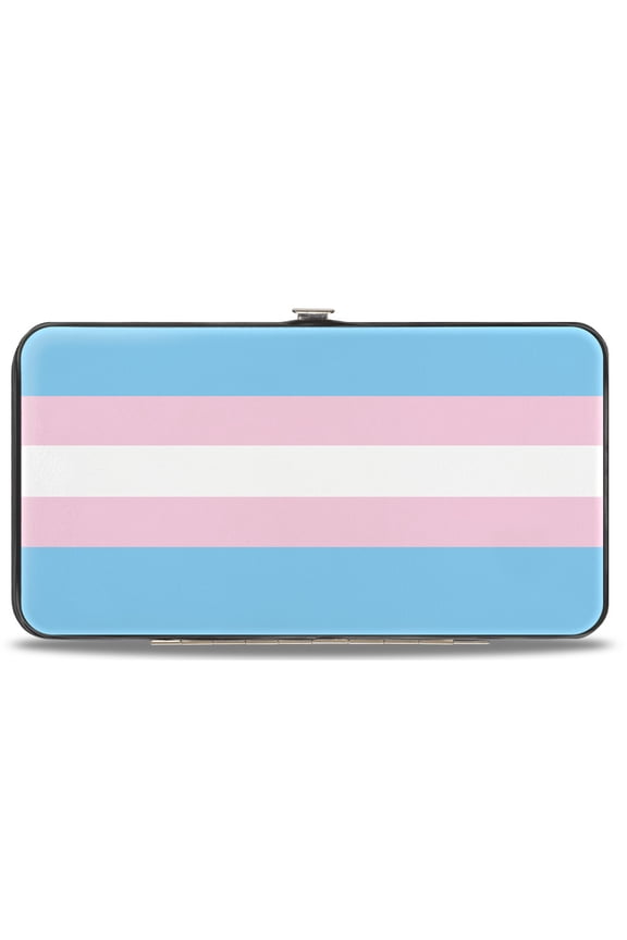 Wallet, Hinged, Flag Transgender Baby Blue Baby Pink White, Vegan Leather
