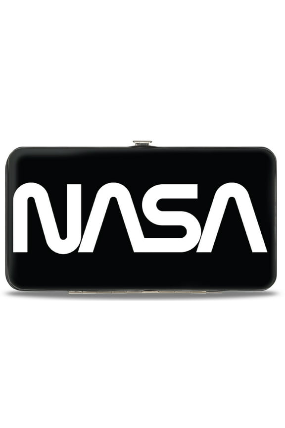 Wallet, Hinged, NASA Text Black White, Vegan Leather