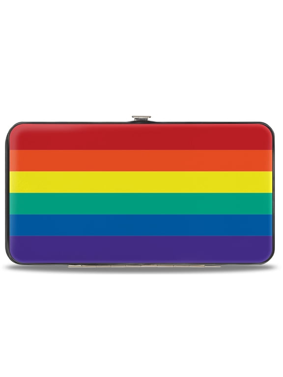 Wallet, Hinged, Rainbow Print, Vegan Leather