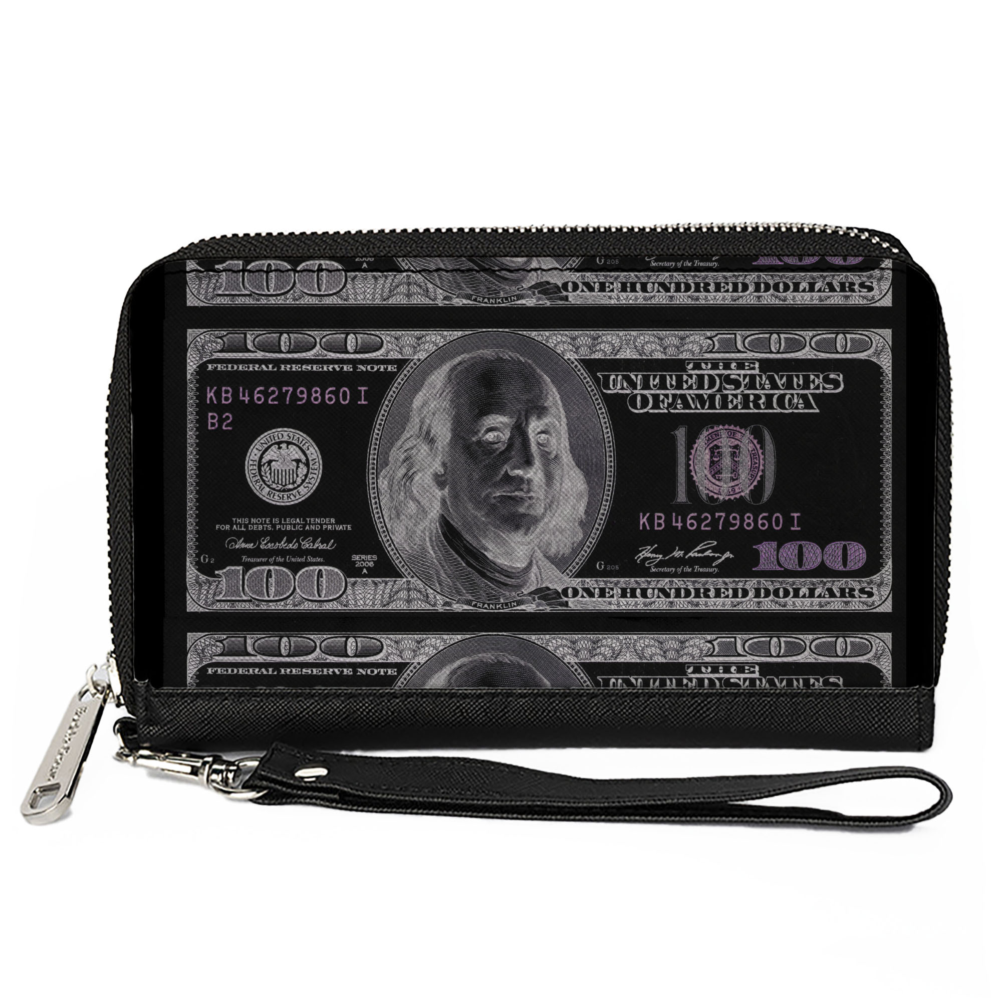 Buckle-Down Wallet, Zip Around, 100 Dollar Bill X Ray Black White ...