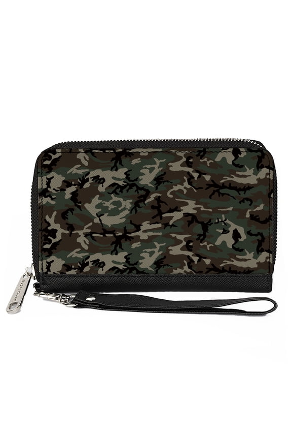 Wallet, Zip Around, Camo Olive, Vegan Leather